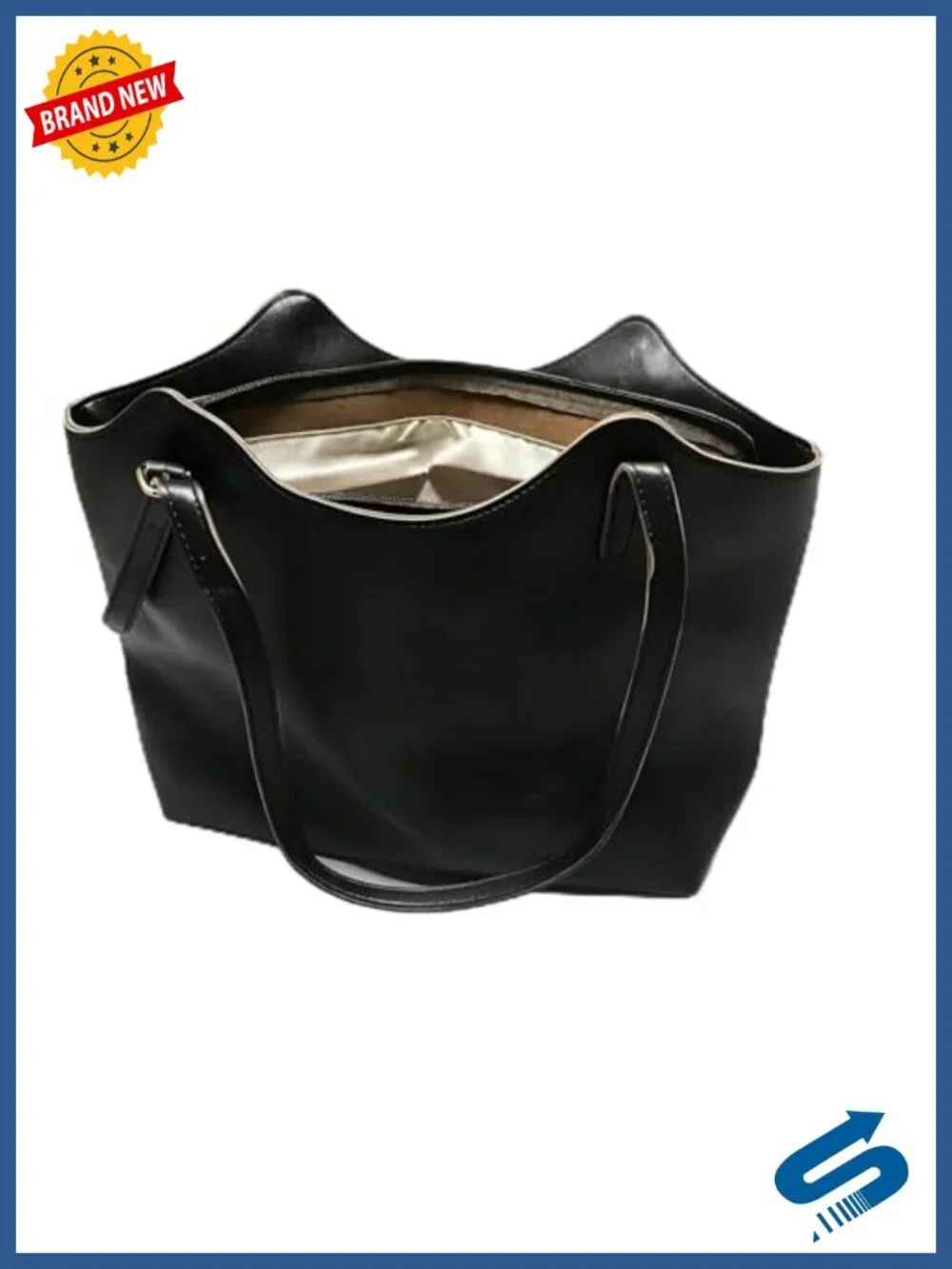 Large Faux Leather Tote Bag for Women Office Commute Laptop Shoulder Handbag